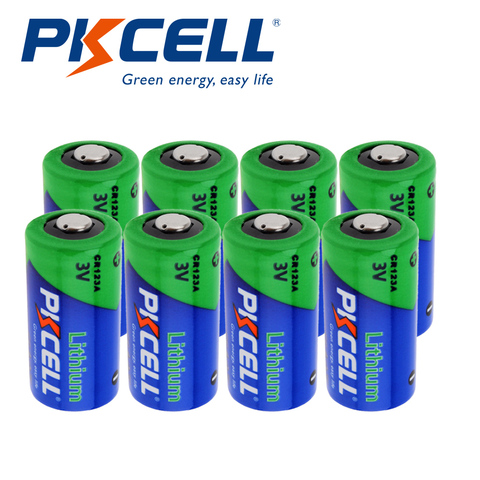 8Pcs Pkcell CR123A 3V Lithium Li- MnO2 Battery Equal CR123 123A CR17345 KL23a VL123A DL123A 5018LC 1500mah For Medical equipment ► Photo 1/6