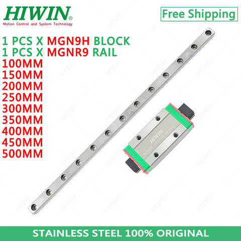 Free Shipping HIWIN MGN9 Stainless Steel 9mm Linear Rail 250mm 300mm 350mm 400mm with MGN9H Slide Block Carriage for 3D Printer ► Photo 1/5