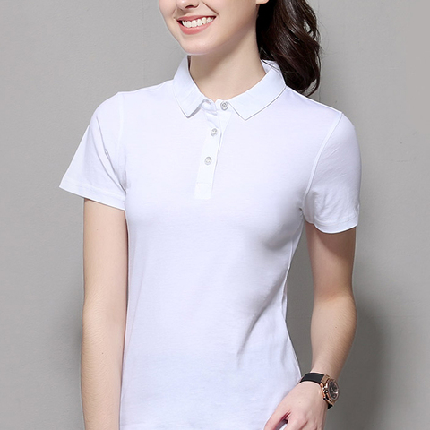 2022 Summer Fashion Polo Shirt Women New Casual Short Sleeve Slim Polos Mujer Shirts Tops Plus Size Female Cotton Polo Shirt ► Photo 1/6