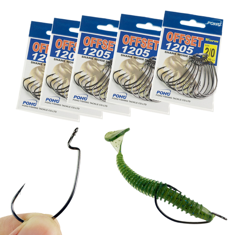 10Pcs POHU #1-#12 2/0 1/0 3/0 4/0 Wide Gap Offset Hook Carp