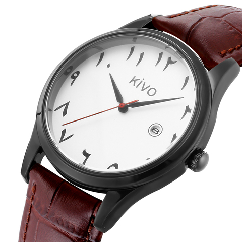 Arabic Numerals Watches Date Display Water proof Islamic Wrist Watch Saat Leather Strap Quartz Movement ► Photo 1/4