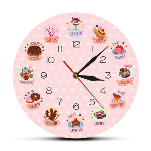 Delicious Sweets and Desserts Bakery Shop Sign Decorative Wall Clock Non Ticking Wall Watch For Kitchen Cafe Bar Restaurant ► Photo 1/6