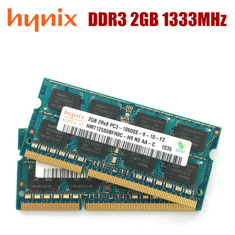Hynix chipset 2GB 1Rx8 10600S PC3 DDR3 1333Mhz 2gb Laptop Memory Notebook Module SODIMM RAM ► Photo 1/2