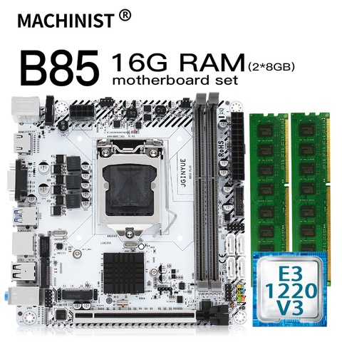 B85 motherboard LGA 1150 set kit with Intel Xeon E3-1220 V3 CPU and 2x8GB=16GB DDR3 RAM mainboard USB3.0 SATA3.0 B85I PLUS ► Photo 1/6