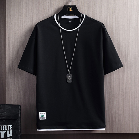 Summer Mens Casual T-Shirts New Male Solid Color Short Sleeve T Shirts Men Loose Tops Tees Harajuku Sportswear Tracksuit Clothes ► Photo 1/6
