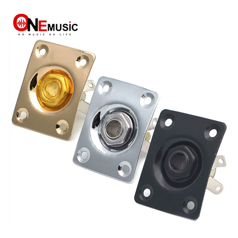 Square Style Jack Plate Guitar Bass Jack 1/4 Output Input Jack for LP SG Tele Electric Guitar Chrome Black Golden ► Photo 1/6