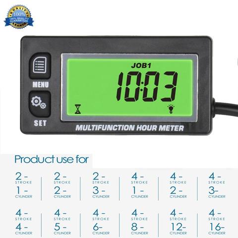  Hour Meter Tachometer gauge LCD Digital Inductive Gasoline Engine  Maintenance Reminder Counter Meter Rpm Resettable  ATV  ► Photo 1/1