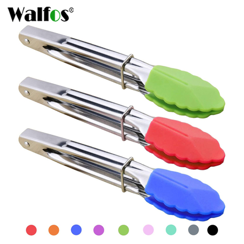 WALFOS 1pcs 7 Inch BBQ Nylon Tongs Tips Kitchen Mini Tong Heat Resistant Nylon Cooking Tongs Steel Food Tongs Kitchen Accessorie ► Photo 1/6