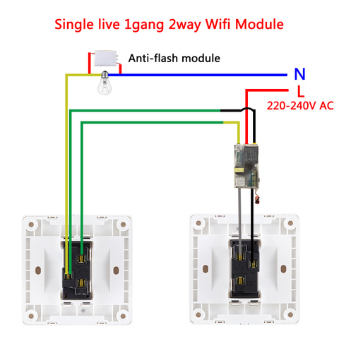 eWelink Single Wire WIFI Module 2 way support RF433Mhz no neutral wire required work with Alexa and google home 220-240V ► Photo 1/6