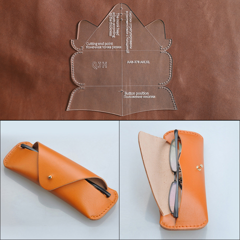 1Set DIY Acrylic Template New Pretty Trendy Wild Glasses Case Mirror Bag Leather Craft Pattern DIY Stencil Sewing Pattern 17*6cm ► Photo 1/6