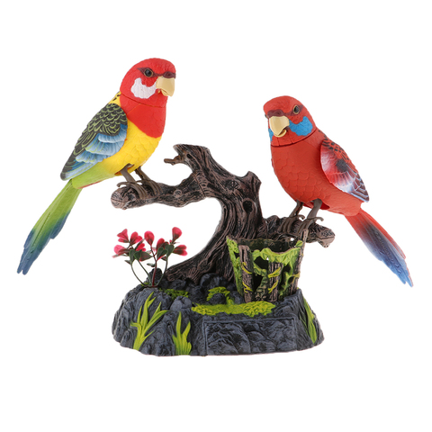 Electric Battery Operated Birds Toys Simulated Induction Sound Control Voice-Activated Talking Parrots Moving Pets ► Photo 1/6