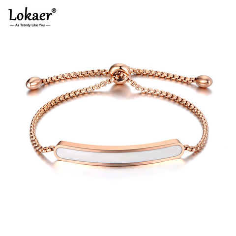 Lokaer Titanium Stainless Steel Black/White Glaze Chain & Link Bracelets For Women Rose Gold Adjustable Size Bracelet B19070 ► Photo 1/6