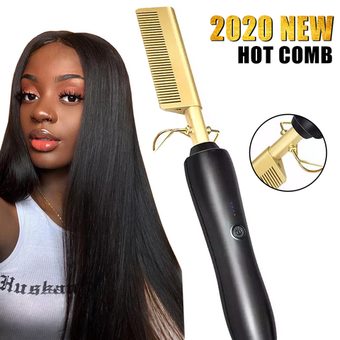 Heating Comb Straightener Electric Hot Comb Flat Iron Hair Straightening Brush Smoothing Comb Professional Hair Straighteners ► Photo 1/6