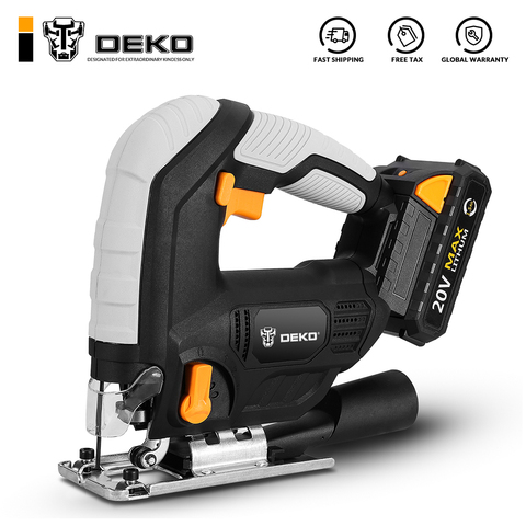 DEKO 20V Cordless Jig Saw LED light Adjustable Speed Electric Saw with  Blades,Allen Wrench ,Metal Ruler ► Photo 1/6