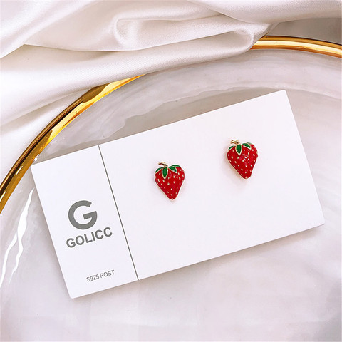 Cute Petite Strawberry Street Shooting Net Red Wild Earrings Fashion Jewelry Wholesale ► Photo 1/5