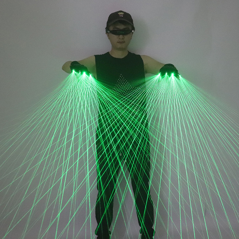 2 in 1 Green Laser Gloves DJ Singer Bar Nightclub Laser Show Props LED Robot Mechanical Multi-ray Gloves ► Photo 1/6