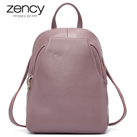 Zency Charm Women Backpack 100% Genuine Leather Anti-theft Button Elegant Female Travel Bags Schoolbag For Girl Holiday Knapsack ► Photo 1/6