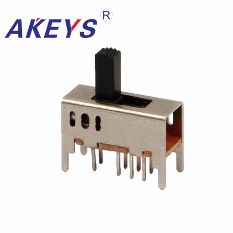 10PCS SS-23D03 2P3T Double pole three throw 3 position slide switch 8 solder lug pin verticle type with 4 fixed pin ► Photo 1/3