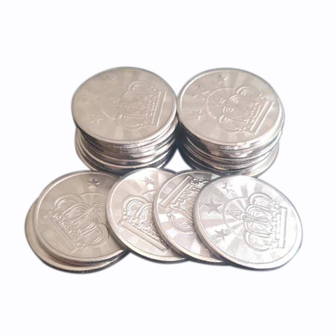 100pcs 25*1.85mm Pentagram Crown Stainless Steel Arcade Game Machine Token Coins ► Photo 1/6