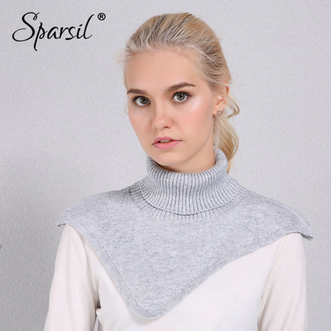Sparsil Women Autumn Winter Turtleneck Knitted Cape Ring Scarf Irregular Design Solid Color Knitting Pullover Warm Soft Scarves ► Photo 1/6