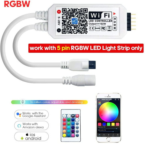 Mini DC12V RGBW/RGBWW Wifi LED Controller With IR 24Key Remote Control  5 pin link For RGBW LED Strip Lights ► Photo 1/6