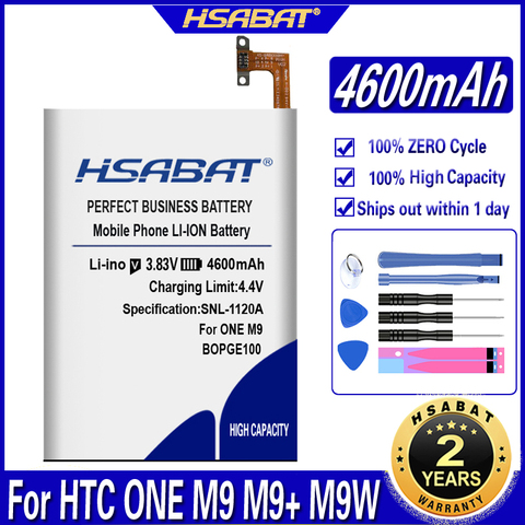 HSABAT BOPGE100 4600mAh B0PGE100 Battery for HTC ONE M9 M9+ M9W One M9 Plus M9pt Hima Ultra 0PJA10 0PJA13 ► Photo 1/6