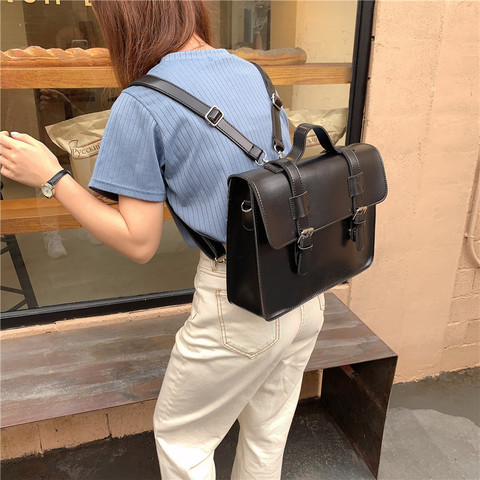 Korean preppy style student school bag pu leather female messenger bags vintage multifunctional Women shoulder bag ladies Totes ► Photo 1/6