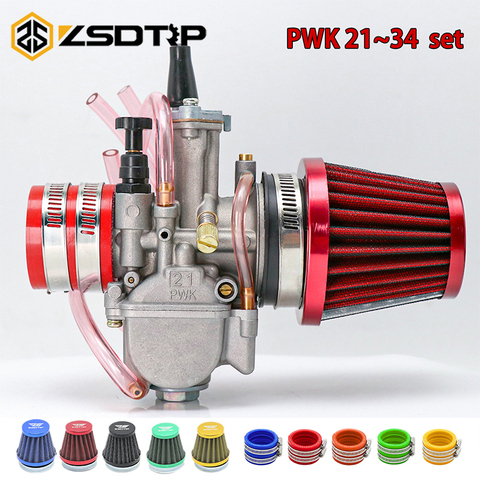 ZSDTRP Motorcycle PWK Carburetor With Air Filter Adapter 21 24 26 28 30 32 34mm for ATV Dirt Bike GO KART ► Photo 1/6