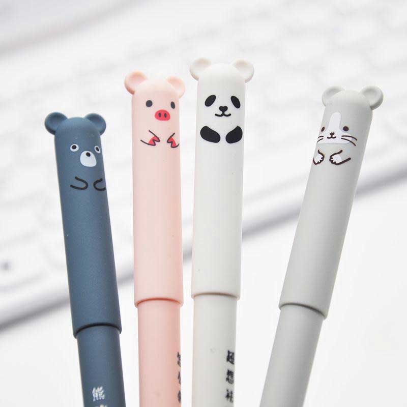 2pcs Cute Cat 0.35mm Gel Pen Blue Ink Writing Pens Kawaii Stationery Kids Gifts 