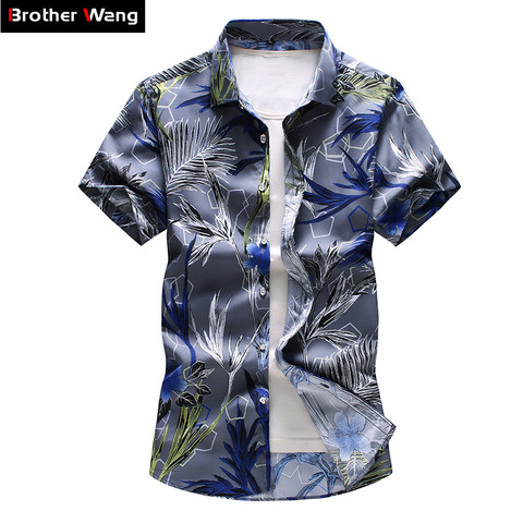 16 Color Men's Floral Shirt 2022 Summer New Fashion Casual Hawaii Printing Short Sleeve Shirt Male Brand Plus Size 5XL 6XL 7XL ► Photo 1/6