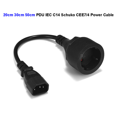 IEC 320 C14 to Euro Schuko Socket Power Cable PDU UPS Cable IEC C14 Schuko CEE7/4 Power Extension Cord 20cm 30cm 50cm Power Cord ► Photo 1/6