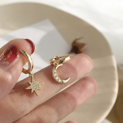 New 2022 contracted delicate crystal star temperament drop earrings female Korean classic style small earrings fashion jewelry ► Photo 1/6