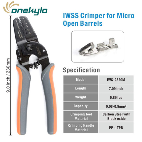 IWS-2820 Terminal Crimping Tools for JAM Molex Tyco JST Terminal and Connector 0.08-0.5mm²（28-20AWG）IWISS Mini Crimper pliers ► Photo 1/6
