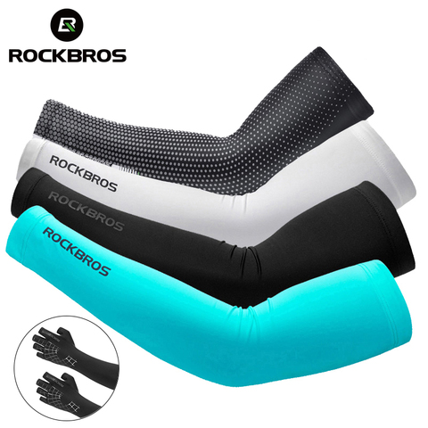 ROCKBROS Ice Fabric Breathable UV Protection Running Arm Sleeves Fitness Basketball Elbow Pad Sport Cycling Outdoor Arm Warmers ► Photo 1/6
