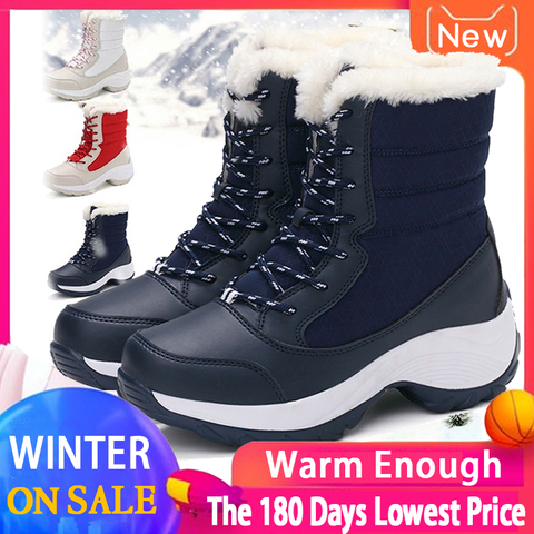 2022 Women Snow boots Waterproof Non-slip Parent-Child Winter Boots Thick Fur Platform Waterproof and Warm Shoes Plus Size 31-42 ► Photo 1/6
