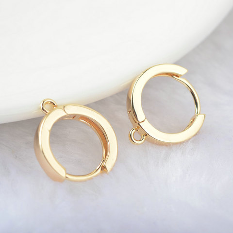 6PCS 17x15MM 24K Gold Color Brass Round Earrings Hoop Earring Clip High Quality DIY Jewelry Making Findings ► Photo 1/6