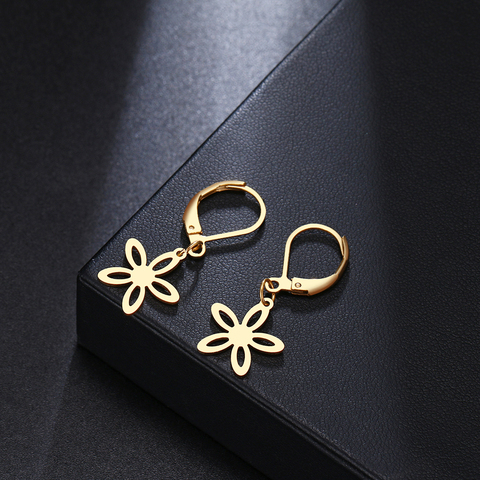 CACANA Polygonal Flower Chic style Earrings For Women Fashion Dangle Stainless Steel Temperament Earring Engagement Jewelry ► Photo 1/6