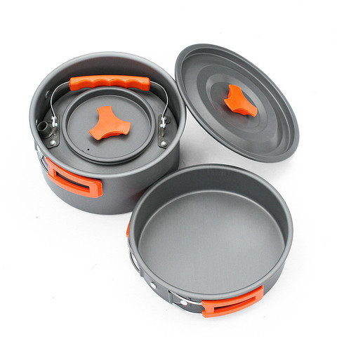 3-5 person Outdoor Cookware Set Camping Cooking Set Pot Pan Bowls Set DS500 AL500 ► Photo 1/4