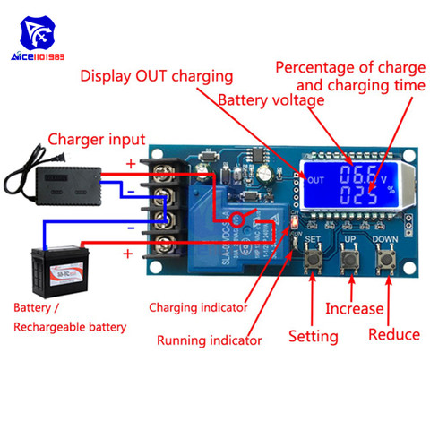 diymore XY-L30A NC Battery Charging Control Module Digital Full Power Off Overcharge Protection Switch 6-60 V with LCD Display ► Photo 1/6