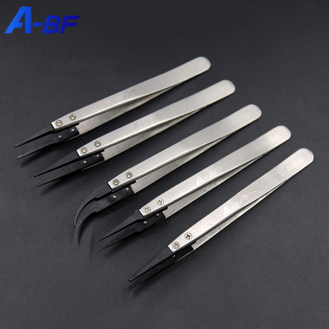 Metal Tweezers Pointed Head Round Head Elbow Tweezers Replaceable Head Tweezers Set Stainless Steel Anti-static ► Photo 1/1