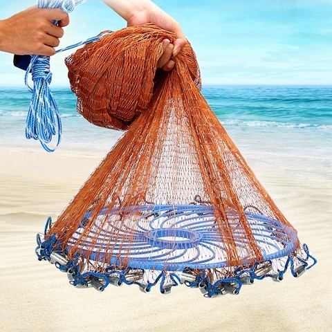 Upgraded American Hand Cast Net with Flying Disc High Strength Fly Cast Fishing Network 300/360/420/480/540/600/720cm Throw Net ► Photo 1/5