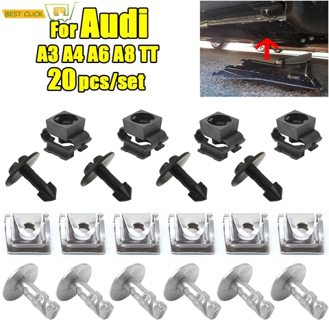 20pcs Undertray Engine Under Cover Fixing Clips Shield Trim Panel Screw For Audi A3 A4 A6 A8 TT Auto Repair 4A0805163 4A0805121A ► Photo 1/6