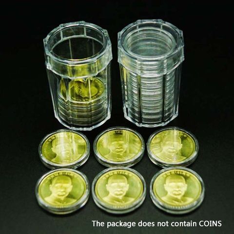 Clear Coin Tube Holder Storage Collection Case Protector with 10 Pcs Direct Fit Airtight Coin Capsules Box for 30mm Half Dollar ► Photo 1/6