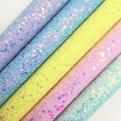 Amonglitter Spring Chunky Glitter Leather Fabric Sheets, Glitter Fabric for DIY Bows Bags and Shoes 21x29cm A4 size MB005A ► Photo 1/6