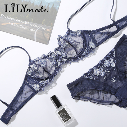 Lilymoda 2022 New Women Hot Transparent Bra Lace Embroidery Brief Panty  Sets Ultrathin Sexy Underwear Female Lingerie Brassiere - Price history &  Review, AliExpress Seller - Shop3674064 Store