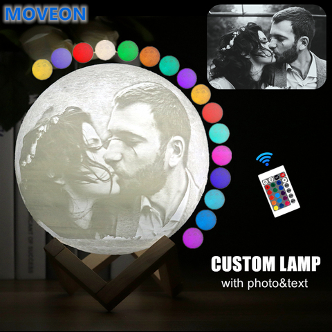 Customized Personality 3D Printing Moon Novelty Light Lunar USB Charging Night Lamp Touch/Remote 2/16 Colors Moonlight ► Photo 1/6