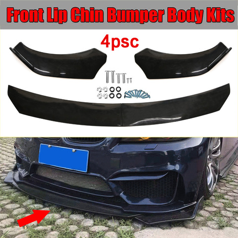 4 Pieces Car Front Bumper Lip Body Kit Spoiler Splitter ABS Bumper Canard Lip Splitter Universal For BMW For Benz For Audi VW ► Photo 1/6