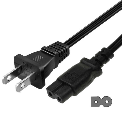 2 Prong Polarized-Power-Cord for Vizio-LED-TV Smart-HDTV E-M-Series and Others 2 Slot Adapter-AC-Wall-Cable: IEC-60320 IEC320 C7 ► Photo 1/6