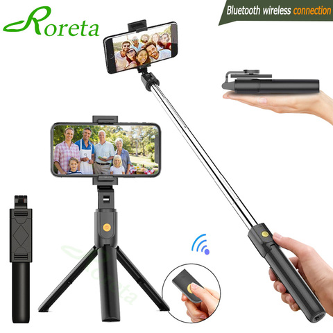 Roreta 3 in 1 Wireless Bluetooth Selfie Stick Foldable Mini Tripod Expandable Monopod with Remote Control for iPhone IOS Android ► Photo 1/5