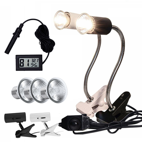 UVA+UVB 3.0 Reptile Lamp Set Clip-on Bulb Lamp Holder Thermometer Hygrometer Turtle Tortoises Lizard Sunlight Basking Heat Light ► Photo 1/6